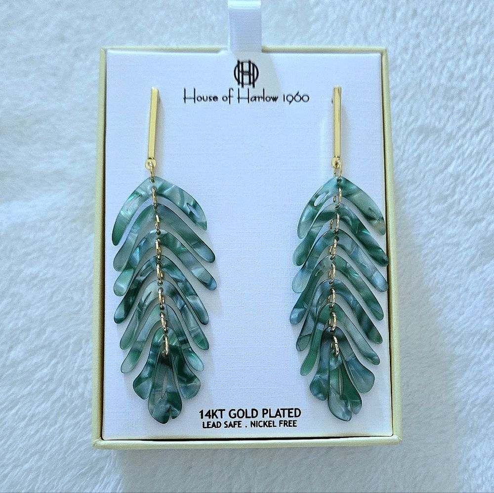House🏠 of Harlow 1960 Dangling Leaf🍃 Earrings‎ - NIB